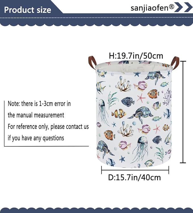 Kids Laundry Hamper,Ocean Laundry Basket Collapsible Boys and Girls Storage Baskets for Home Decor,Office,Toy Organizer,(Ocean)