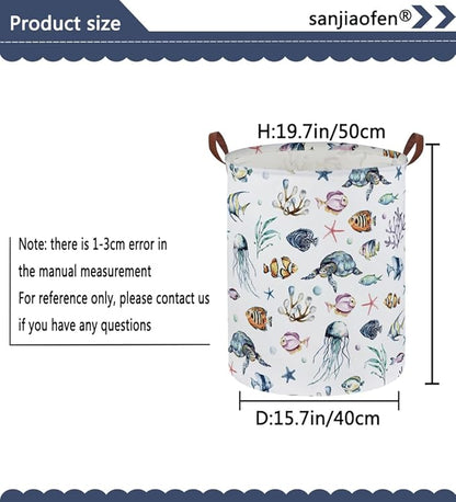 Kids Laundry Hamper,Ocean Laundry Basket Collapsible Boys and Girls Storage Baskets for Home Decor,Office,Toy Organizer,(Ocean)