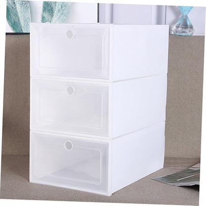 6pcs Transparent Stackable Shoe Boxes Drawer Type Superimposed Shoes Container Space-saving Plastic Organizer for Men