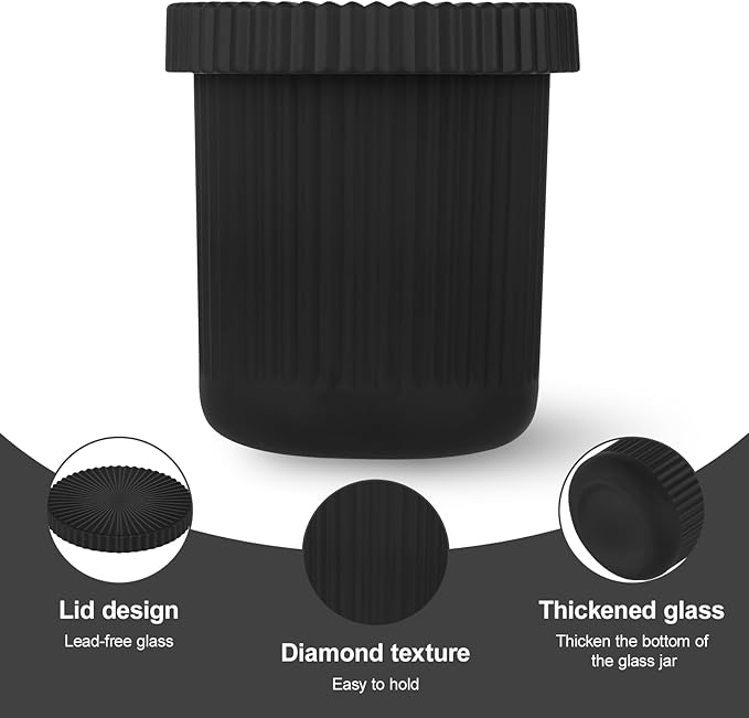Glass Qtip Dispenser 2 Pack, Clear Bathroom Storage Organizer for Cotton Swabs, Balls, Pads & Floss Picks, Vanity Makeup Essential Accessories (Frosted black)