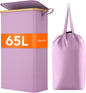 Lifewit 65L Slim Laundry Hamper with Lid, Narrow Laundry Basket with Removable Bag & Bamboo Handles, Fodable Thin Dirty Clothes Hamper for Laundry Collapsible Bin for Bathroom Bedroom Dorm, Purple