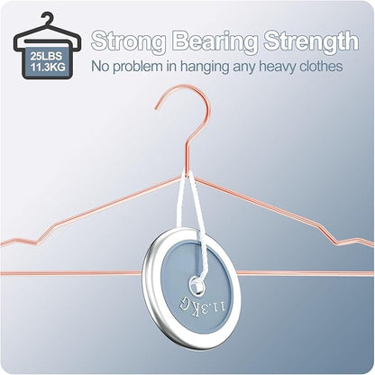 30 Pack Rose Gold Metal Hangers with Notches for Standard Suits Hangers for Shirts, Coats, Pants, Heavy-Duty & Space-Saving