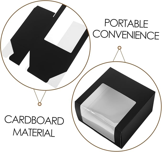 2Pcs Foldable Hat Boxes with Clear Window Display Case for Baseball Cap Storage Travel Organizer 7.67X7.67X4.72In Lightweight Paperboard