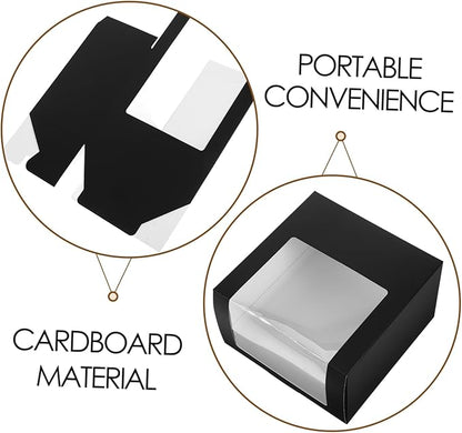 2Pcs Foldable Hat Boxes with Clear Window Display Case for Baseball Cap Storage Travel Organizer 7.67X7.67X4.72In Lightweight Paperboard