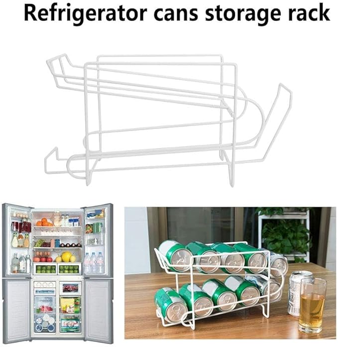 Soda Can Storage Organizer, Double-Layer Rolling Cans Storage Holders Racks, Drinks Can Dispenser for Refrigerator Pantry