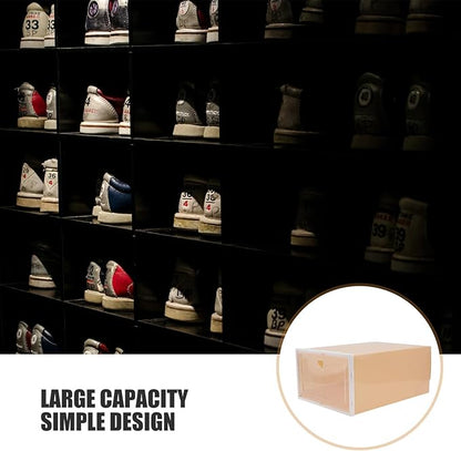 SHINEOFI 2Pcs Thickened Plastic Shoe Storage Boxes Stackable Male Footwear Containers Large Capacity Home Organizer for Sneakers and Boots