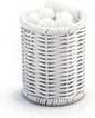Rattan Jars, Rattan Desk Organizer, Bathroom Essentials Accessories Decor, Vanity Makeup Storage Organizer, for Cotton Balls, Pads, Floss Picks-Minimalist Decor , White(DP053)