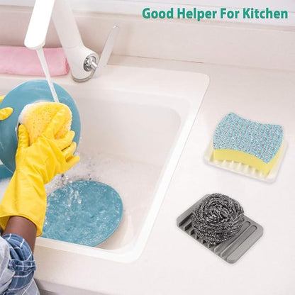 3PCS Self Draining Soap Holder, Premium Silicone Soap Dish, Soap Saver for Shower, Bathroom, Kitchen, Bath Tub, Sponges,Keep Soap Bars Dry Clean,Easy Clean,Extend Soap Life (Grey)