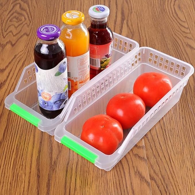 Cabilock Refrigerator Storage Drawers 2 Pack Compact Fridge Bins Freezer Organizer Bins Can Organizer for Refrigerator Kitchen Storage Random Color