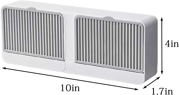 [Dual-Room] Dust-Proof Soap Holder for Shower Wall, Adhesive Wall-Mounted Bar Soap Dish, No-Drill Plastic Soap Saver with Drain, xicveiuz White-Grey