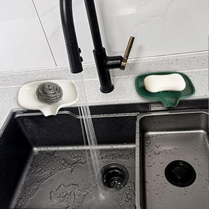 Multi-Color Ceramic Soap Dish for Kitchen or Bathroom, Easy to Clean, Self Draining Soap Holder, Keeps Soap Dry (Green)