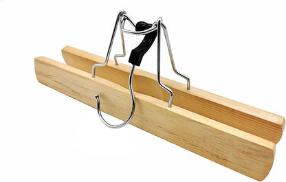 Richards Wooden Pants Hangers - Wood Skirt Hangers - 6 Pack - for Men Shorts and Pants and Women Dress Clothes - Non Slip Slim Closet Space Saving