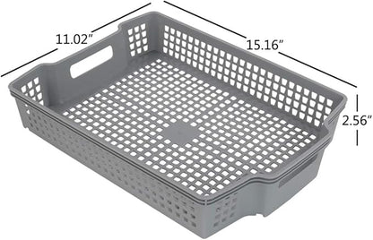Ggbin Plastic Basket for Organizing, Grey Basket Trays, Set of 6