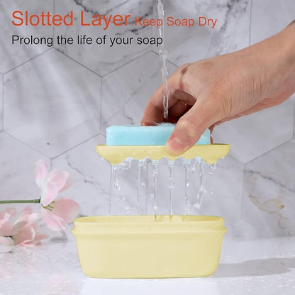 Quatish 2 Pack Travel Soap Container, Portable Soap Holder with Lid, Travel Bar Soap Holder, Soap Case for Camping Gym Travel, Soap Box for Bathroom, Yellow