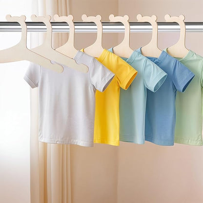 10Pcs Wooden Baby Hangers, Handcrafted Baby Clothes Hanger, Non Slip Coat Hangers for Newborn Shower Nursery and Closet Storage for Coats Pants and Jackets