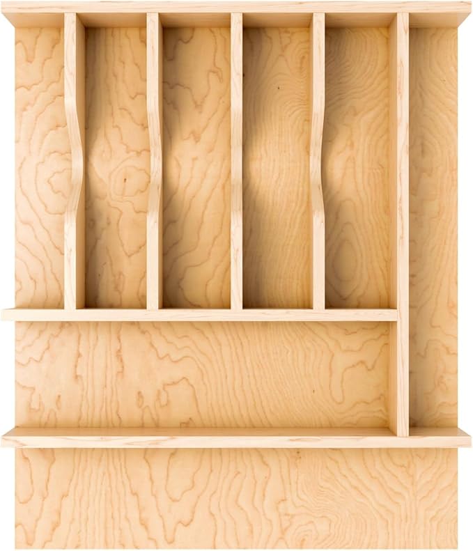 Rev-A-Shelf Natural Maple Right Size Utensil Insert Home Storage Kitchen Organizer 8 Compartment Drawer Accessory, 16-1/4" x 19-1/2", 4WCT-21SH-1