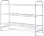 Kitsure Shoe Rack - Stainless Steel Shoe Organizer, Sturdy Shoe Rack for Closet and Front Door Entrance, Free Standing Shoe Shelf, Closet Organizers and Storage, 25.6" Wide - 3 Tier, White