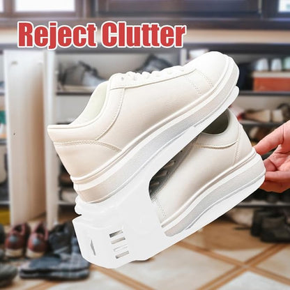 Soerreo Shoe Slot Storage Box Adjustable Shoe Rack Save Space Suitable for High Low Heels, Sneakers and Sandals (20 Piece Set,White)