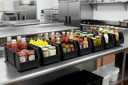 Hudson Exchange 11" x 5-1/2" x 5" (6 Pack) Plastic Stackable Storage Bin and Hanging Container, Black