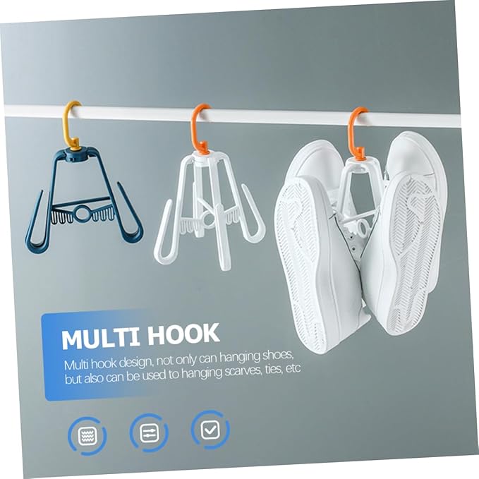 Outanaya 3pcs Multi Functional Drying Shoe Rack Foldable Plastic Organizer for Slippers Double Hook Design for Home Use Space Saving Hanging Drying