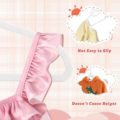 ManGotree Baby Velvet Hangers, Non-Slip Felt Kids Clothes Hanger, 12.6" Cute Crown Hanger for Closet, Space Saving Toddler Hangers for Children's Clothes (20 Pack, White)