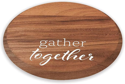 CounterArt Gather Together Round Natural Wood Lazy Susan Turntable 14" Diameter Condiment Caddy, Cheese Server, Cake Plate, Spice Organization