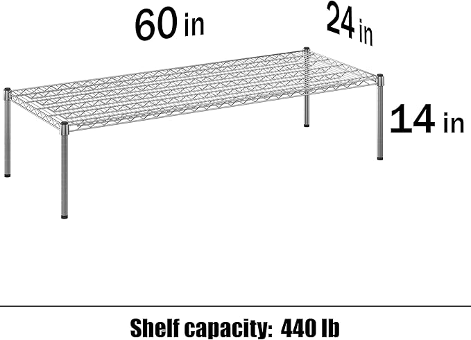 24" Deep x 60" Wide x 14" Height Wire Shelving Kit | 1-Tier | NSF Commercial Storage Rack Unit