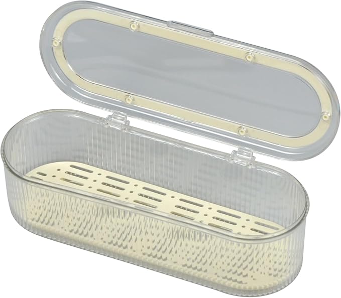 Silverware Storage Container with Lid and Drain,Clear Covered Cutlery Tray for Kitchen Drawers and Countertops Organizing Cutlery and Kitchen Gadgets