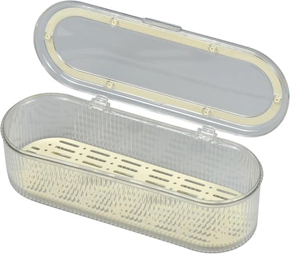 Silverware Storage Container with Lid and Drain,Clear Covered Cutlery Tray for Kitchen Drawers and Countertops Organizing Cutlery and Kitchen Gadgets