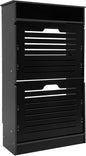 Free Standing Shoe Rack for Entryway, Hidden Narrow Shoe Storage Cabinet w/2 Flip Drawers, Shoe Organizer Cabinet for Bedroom Hallway Home Apartment (Black)