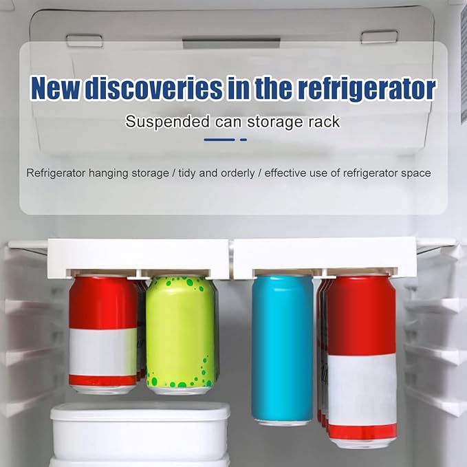 Hanging Stacking Can Dispenser Lightweight Soda Can Organizer Rack Pull-out Fridge Drink Can Holder Portable Reusable Drink Beverage Dispenser Rack for Fridge Pantry Freezer Kitchen