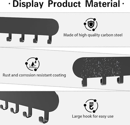 Necklace Holder - Hanging Jewelry Organizer, Self-Adhesive Wall Mounted for Necklaces, Bracelets, 2 Pack, Black