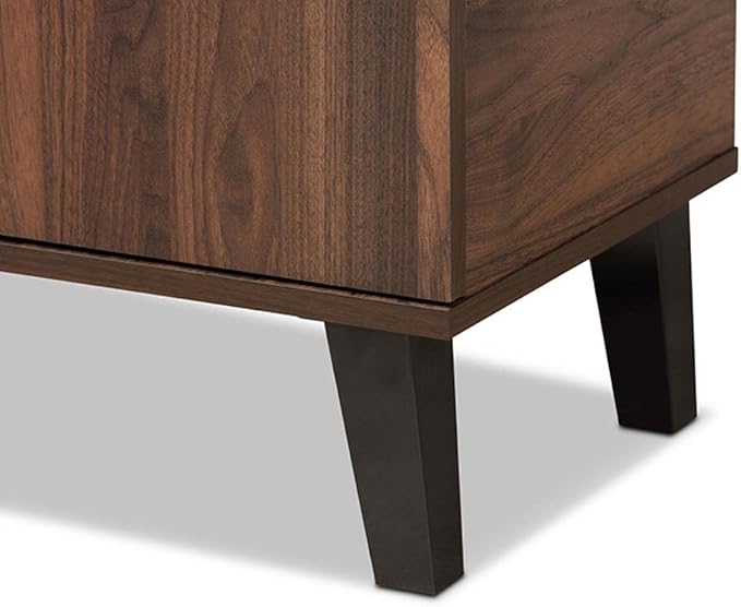 Baxton Studio Two-Tone Walnut Brown and Grey Finished Wood 2-Door Shoe Cabinet