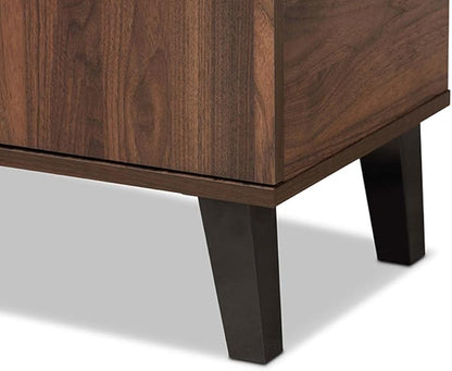 Baxton Studio Two-Tone Walnut Brown and Grey Finished Wood 2-Door Shoe Cabinet