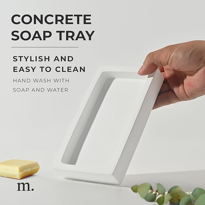 MaisoNovo Concrete White Tray for Bathroom CounterTop | Bathroom Trays for Counter | Soap Tray for Kitchen