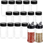 16 PCS 3.5oz Plastic Seasoning Containers with Black Screw Lids to Pour or Shake,Portable Empty Clear Spice Jars,Storage Seasoning Containers for Spice,Powders,Peppers