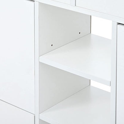 JIVOIT 2-Tier Shoe Storage Organizer, Modern Wooden Shoe Cabinet with 4 Flip Drawers, Multifunctional Free Standing Shoe Rack for Entrance Hallway Small Spaces (White+4 Flip Drawers)