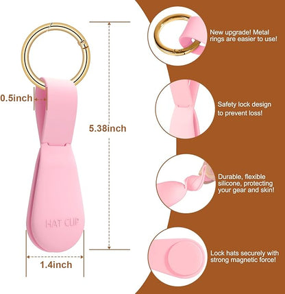 Fikoksol Magnetic Hat Clip for Travel on Bag, Silicone Hat Holder for Tote Beach Bag, Hand Free Strong Magnet Purse Hook Cowboy Hat Hanger Carrier for Travel Vacation Essentials Accessories