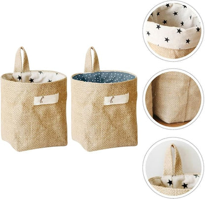 BESTYASH Japanese Style Yellow Cotton Linen Hanging Storage Bag Wall-Mounted Organizer Versatile Door Storage Pouch for Small Spaces and Easy Access