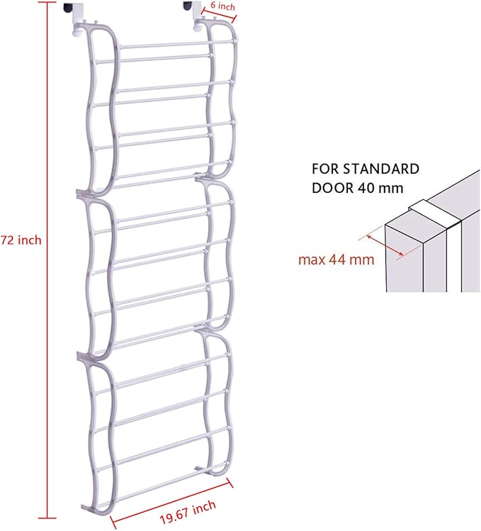 Fancy Buying Over The Door Shoe Rack Holder - 36 Pair Shoes Hanging Shelf Storage Shoe Organizer with Hooks