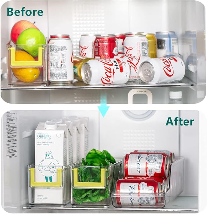 Xicennego 2 Pack Soda Can Organizer for Refrigerator, Beverage Can Dispenser for Fridge, Can Drink Holder Storage Bin - For Pantry,Kitchen,Countertop,Cabinet,Freezer - Hold Up To 9 Cans