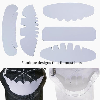 25 Pcs Baseball Caps Inserts Shapers, 5 Design Cardboard Hat Support Brim Holder Universal Cap Inner Liner,White