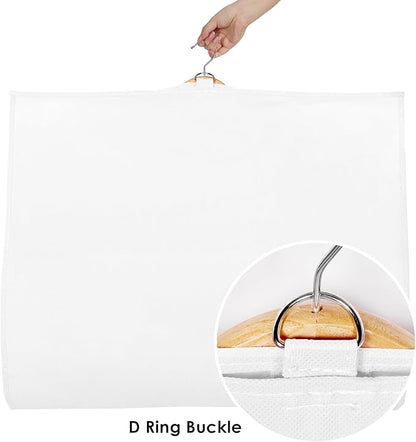 Univivi Dance Costume Bags Garment Bag 40 Inch Hanging Clothes for Dance Competitions, with 3 Medium Clear Zipper Pockets for Dance Costumes, Closet Storage (White) - 8 Pack