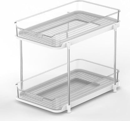 Gomyrod Hat Rack for Baseball Caps, 2-Tier Clear Hat Organizer for Closet Space Saving Hat Storage Holds up to 20 Caps, Pull-Out Cabinet Organiser with Track for Closet & Bedroom