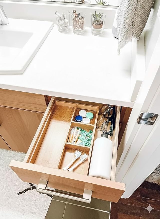 Lipper International 824, Bamboo Wood 4-Compartment Organizer Tray, 11 5/8" x 7 7/8" x 1 3/4"