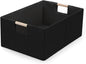 Foldable Fabric Storage Cubes, Cloth Storage Baskets with Wooden Handles, Shelf Closet Organizer Bins, Rectangular Linen Storage Boxes for Decor, 16.5 x 12.2 x 6.7 Inches