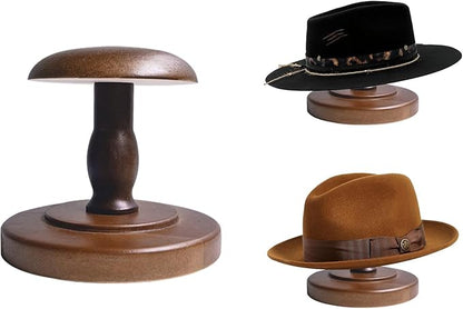 CHADWICK Vintage Style Hat Rack Stand, Rustic Brown Hat Display Stand Wood, Hat Rack Tabletop Cap Organizer and Display Rack, Wig Holder Display Cowboy Hat Rack Hat Organizer for Closet, Home Decor