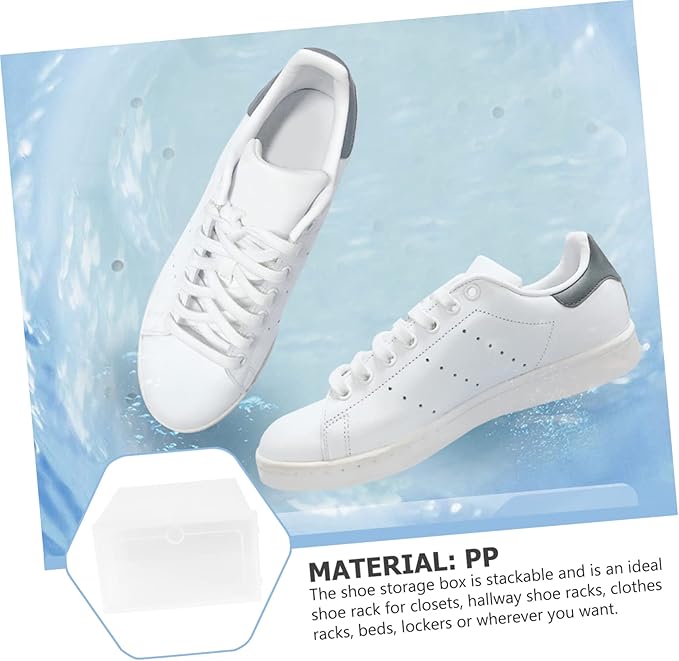 6pcs Plastic Shoe Box Thicken Stackable Storage Containers for Shoes Sneakers Boots Organize Your for Home Office Entryway