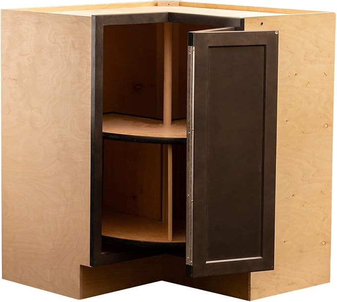 Quicklock RTA (Ready-to-Assemble) | Base Kitchen Cabinets - Shaker Style | Made in America (Espresso Stain, 18" D x 30" W x 34.5" H Lazy Susan)
