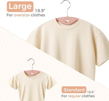 Velvet Hangers 30 Pack: Felt Clothes Hangers Heavy Duty Shirt Sweater Hangers No Shoulder Bump Non Slip Slim Thin Coat Hangers for Closet - Pink/18 XL